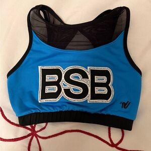 Blue and Black Varsity Rhinestone BSB Sports Bra Size Youth Medium